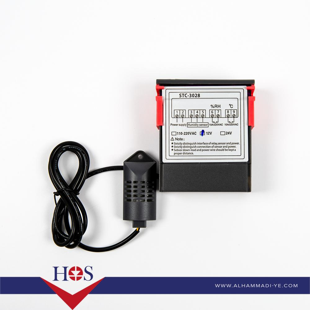 STC-3028 DC12V Dual Display Dual Temperature Adjustable Temperature Controller  with 1M Cable شاشة حرارة ورطوبة