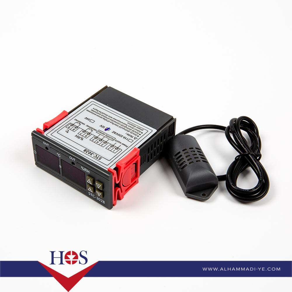 STC-3028 DC12V Dual Display Dual Temperature Adjustable Temperature Controller  with 1M Cable شاشة حرارة ورطوبة