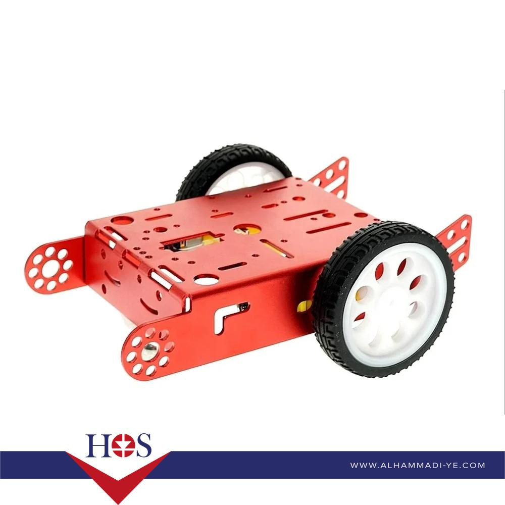 Red 2WD Aluminum Smart Robot Car Chassis Kit DIY هيكل سياره المنيوم احمرعجلتين