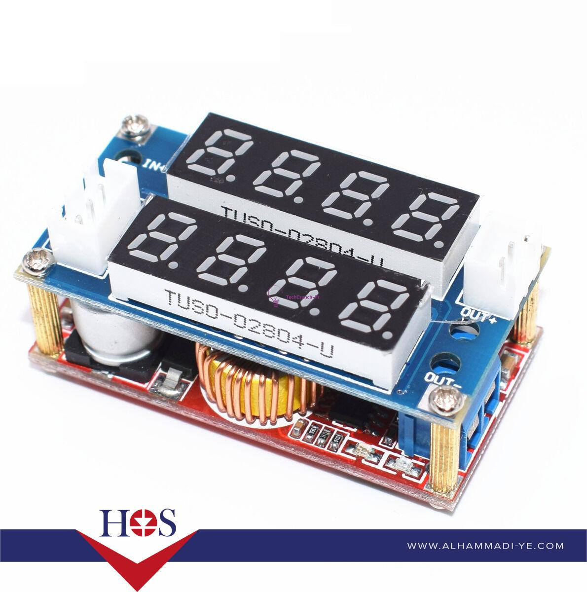 XL4015 Module with Dual Display1.25V~35V TO 0.8V~30V 5A  برده شحن بطاريات ليثيوم وخافض فلتيه